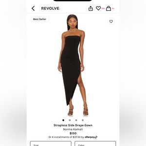 Norma Kamali strapless side drape gown size medium